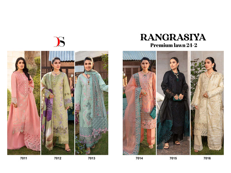 Deepsy Suit Rangrasiya Premium Lawn 24 Vol 2  Cotton With Heavy Self Embroidery Salwar Suit