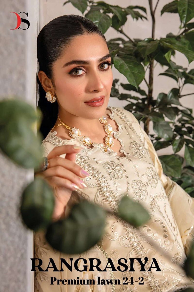 Deepsy Suit Rangrasiya Premium Lawn 24 Vol 2  Cotton With Heavy Self Embroidery Salwar Suit