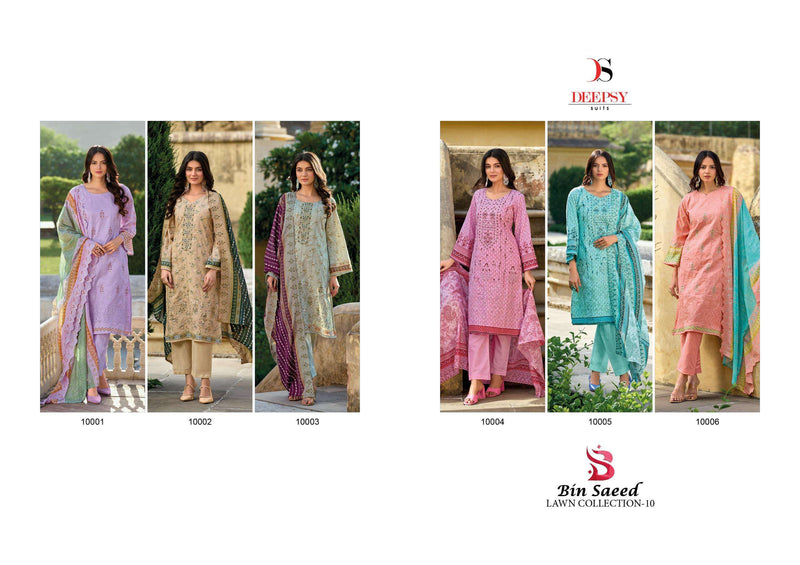 Deepsy Suits Bin Saeed Lawn Collection Vol 10 Pure Cotton Self Embroidered Salwar Suit