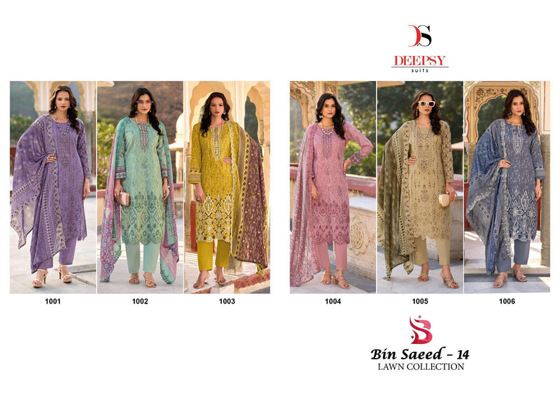Deepsy Suits Bin Saeed Lawn Collection Vol 14 Pure Cotton Embroidered Salwar Suit