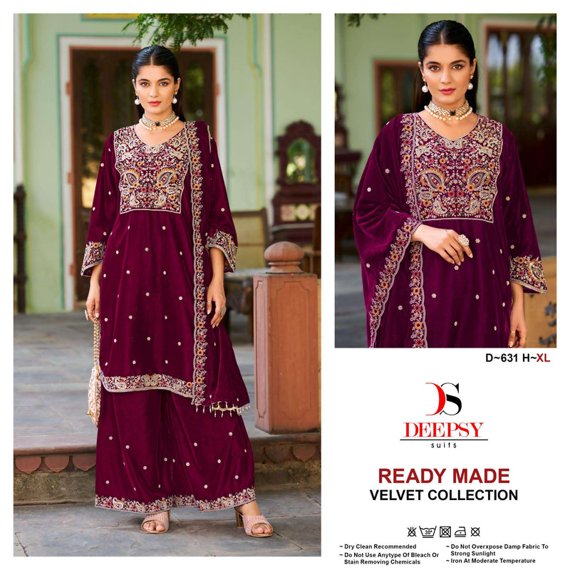 Deepsy Suits D 631 Velvet Embroidery Designer Pret Kurti