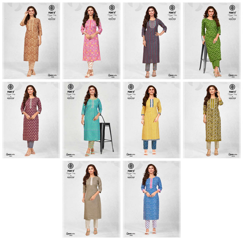 Deeptex prints Queen India Vol 7 Cotton With Lace Embroidered Neck Tie Fancy Daily Wear Kurti