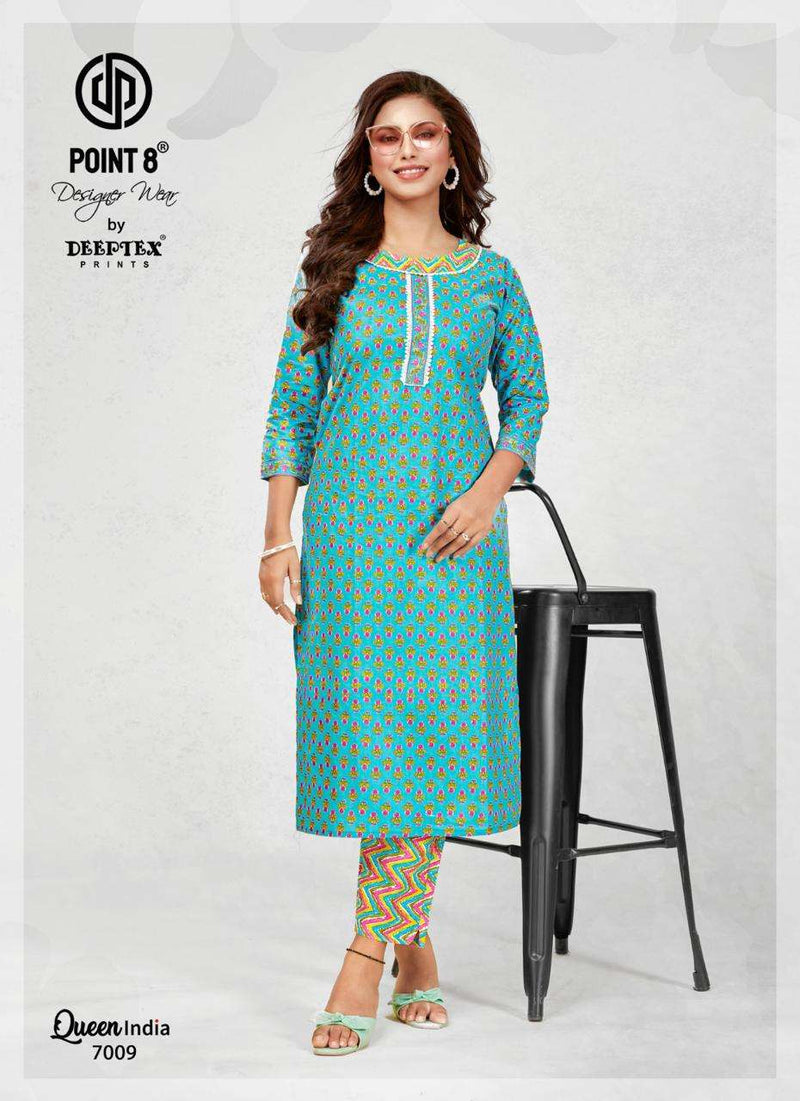 Deeptex prints Queen India Vol 7 Cotton With Lace Embroidered Neck Tie Fancy Daily Wear Kurti