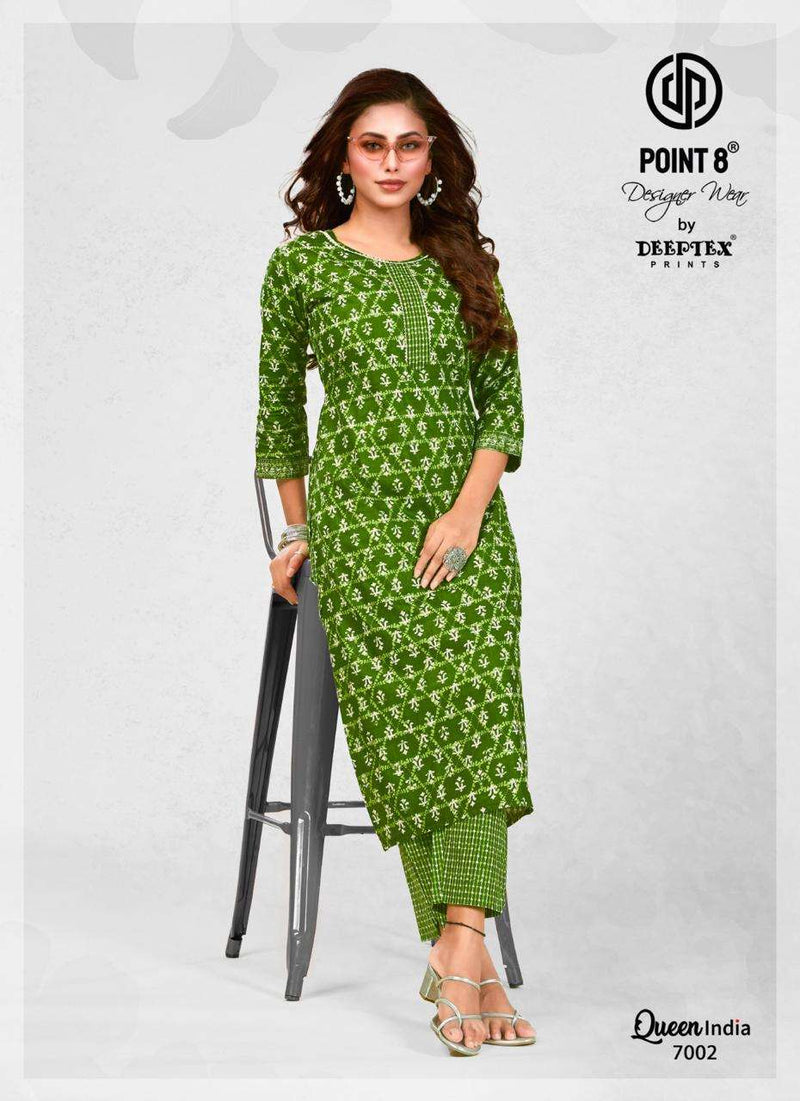 Deeptex prints Queen India Vol 7 Cotton With Lace Embroidered Neck Tie Fancy Daily Wear Kurti
