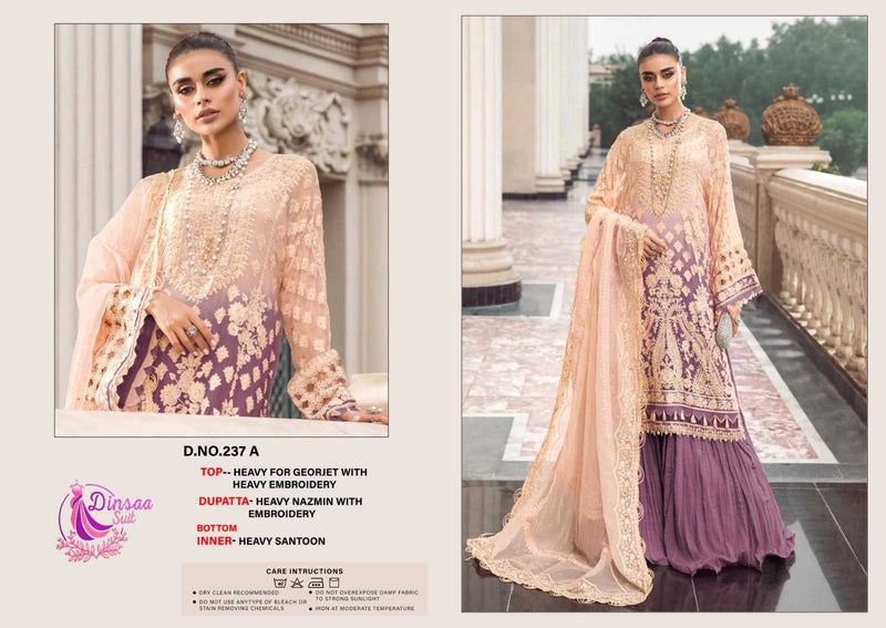 Dinsaa Suit Dno 237 Georgette With Heavy Embroidery Work Pakistani Suit