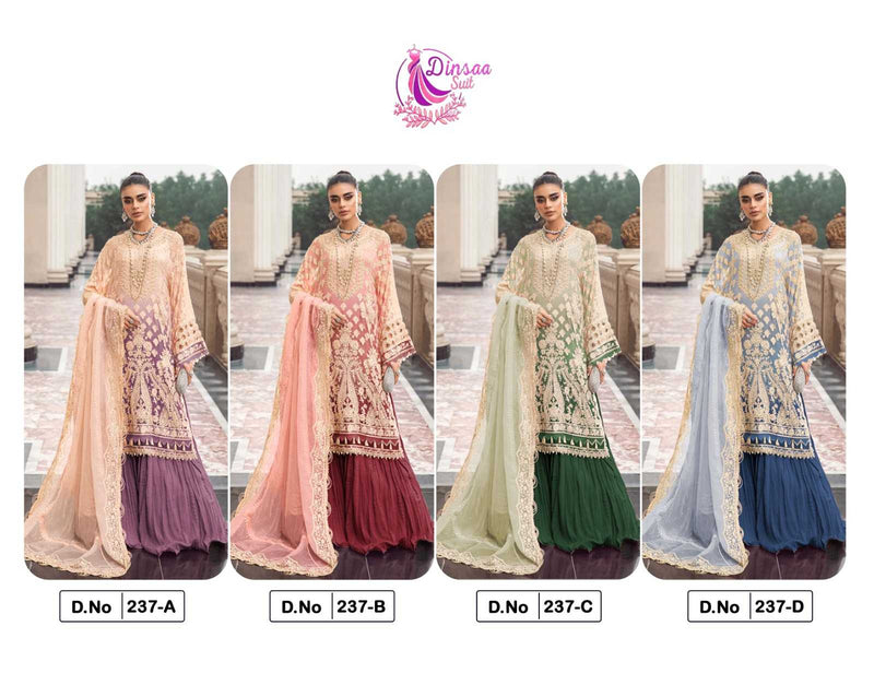Dinsaa Suit Dno 237 Georgette With Heavy Embroidery Work Pakistani Suit