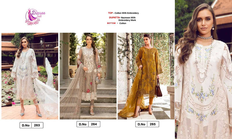 Dinsaa Suit Maria B Lawn Vol 1 Cotton With Heavy Self Embroidery Salwar Kameez
