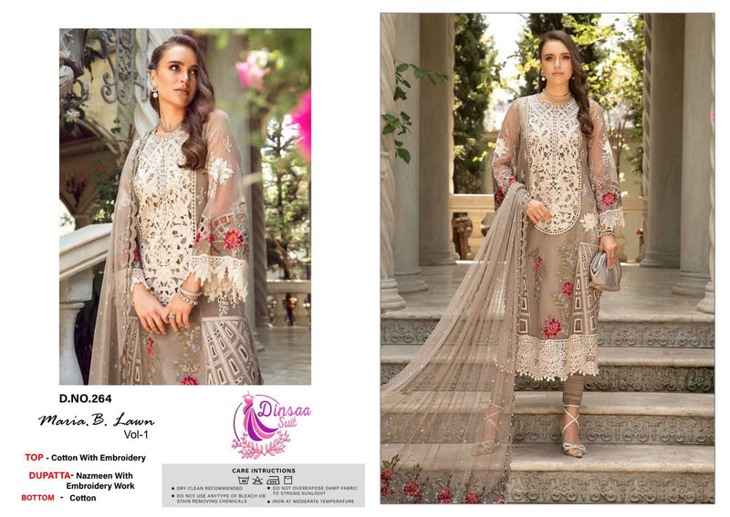 Dinsaa Suit Maria B Lawn Vol 1 Cotton With Heavy Self Embroidery Salwar Kameez