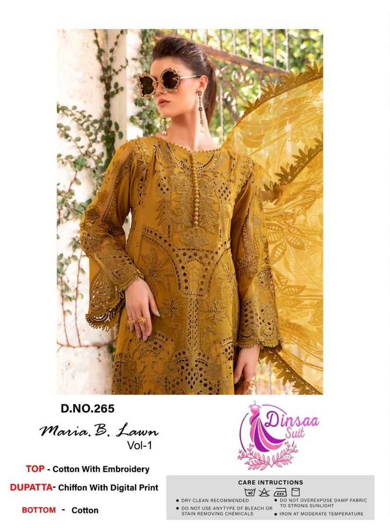 Dinsaa Suit Maria B Lawn Vol 1 Cotton With Heavy Self Embroidery Salwar Kameez