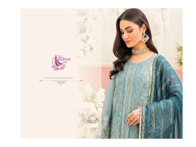 Dinsaa Suit Ramsha Hit Vol 4 Heavy Georgette Embroidered Heavy Handwork Salwar Suit