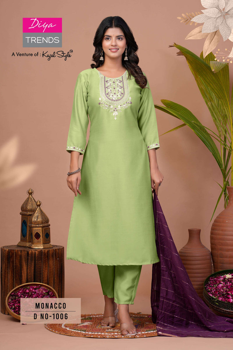 Diya Trends Monacco Vol 1 Silk Embroidered Fancy Work Kurti