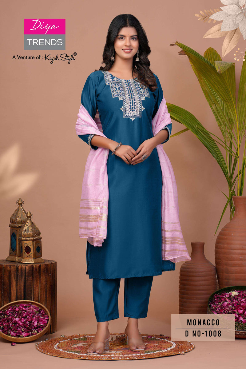 Diya Trends Monacco Vol 1 Silk Embroidered Fancy Work Kurti