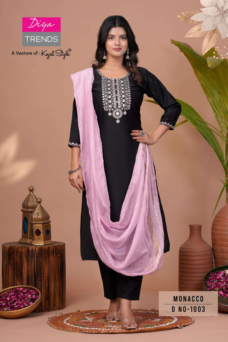 Diya Trends Monacco Vol 1 Silk Embroidered Fancy Work Kurti