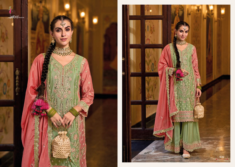 Eba Lifestyle Surili Chinon Embroidery Work Readymade Plazzo And Suits