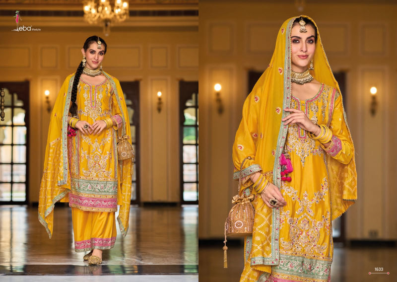 Eba Lifestyle Surili Chinon Embroidery Work Readymade Plazzo And Suits