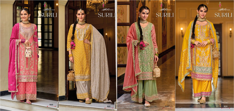 Eba Lifestyle Surili Chinon Embroidery Work Readymade Plazzo And Suits