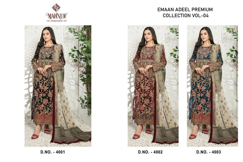 Mahnur Fashion Emaan Adeel Premium Collection Vol 4 Georgette Fancy Embroidery Suits