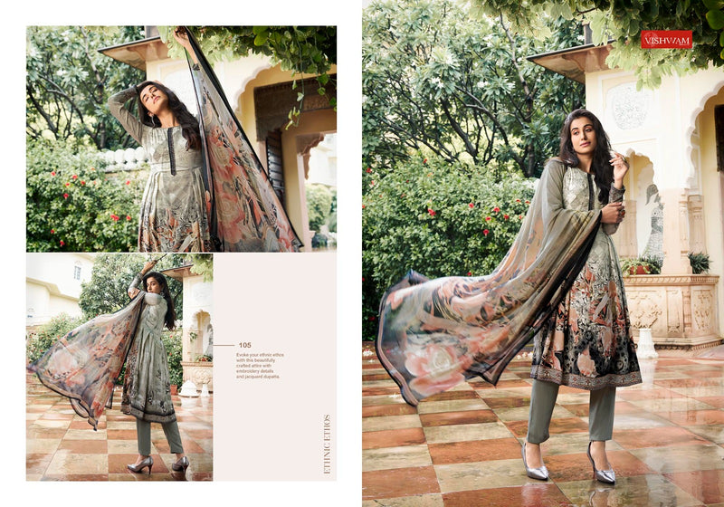 Vishwam Fabrics Espresso Crepe Printed Dress Suit Collection