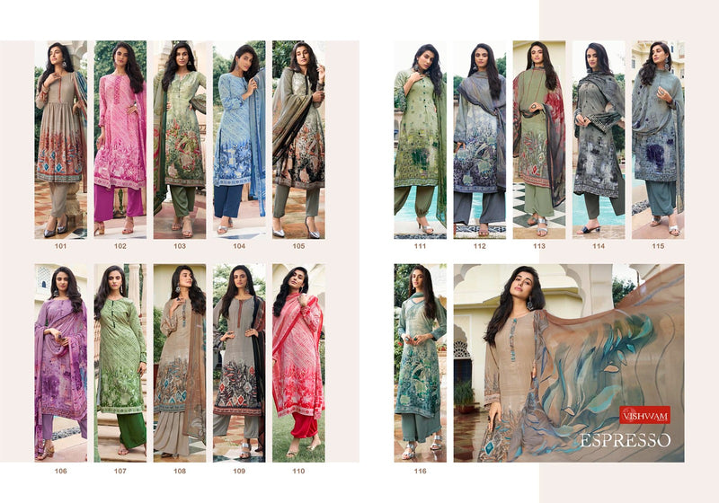 Vishwam Fabrics Espresso Crepe Printed Dress Suit Collection