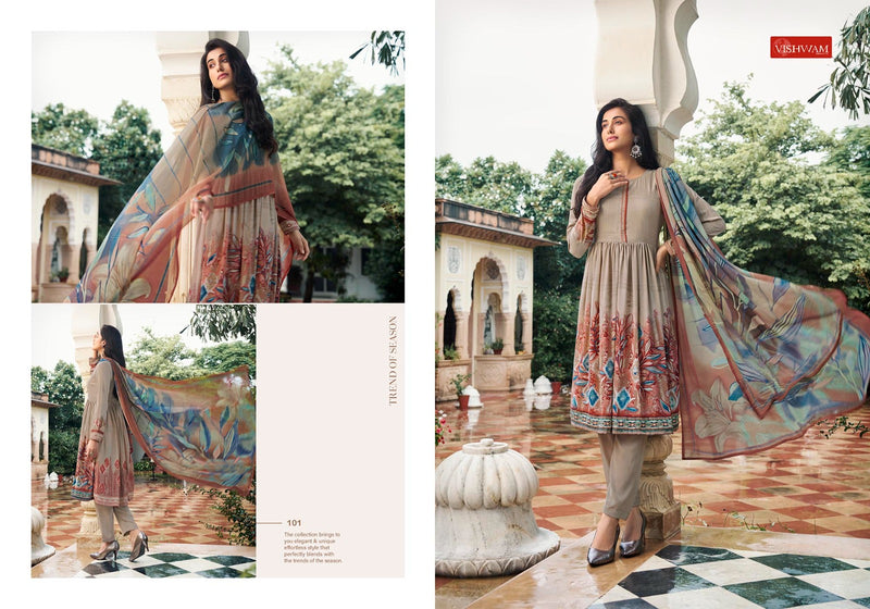 Vishwam Fabrics Espresso Crepe Printed Dress Suit Collection