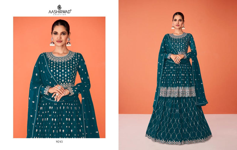 Aashirwad Creation Evershine Real Georgette With Heavy Embroidery Designer Ready Made Suits