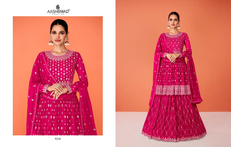 Aashirwad Creation Evershine Real Georgette With Heavy Embroidery Designer Ready Made Suits