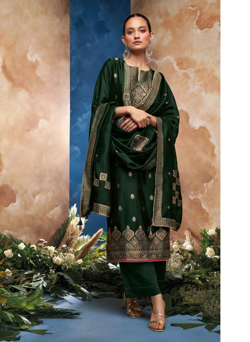 Ganga Ezaz Jacquard With Handwork Designer Party Wear Suits