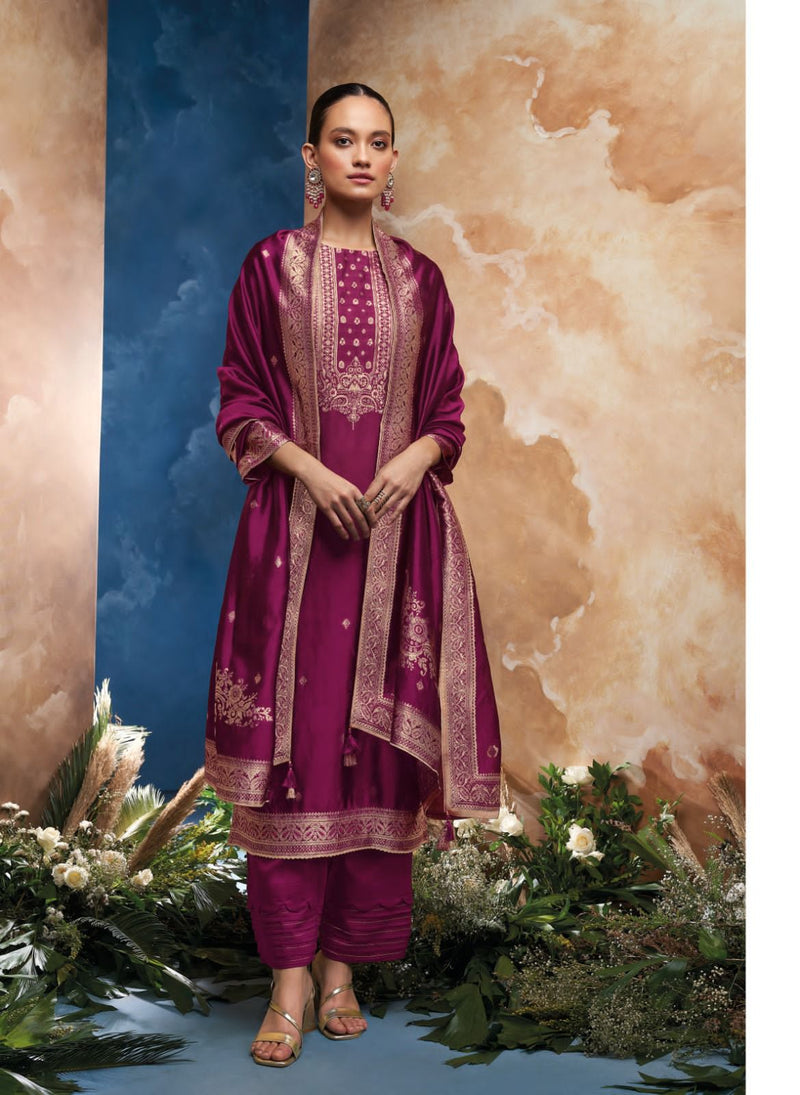 Ganga Ezaz Jacquard With Handwork Designer Party Wear Suits