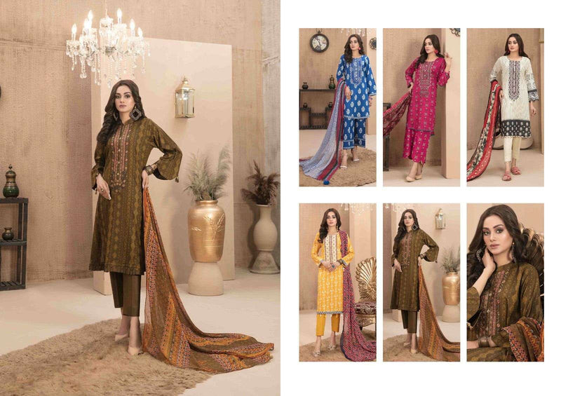 Hala Ezra Vol 1 Cambric Cotton Heavy Self Embroidery Work Fancy Salwar Kameez