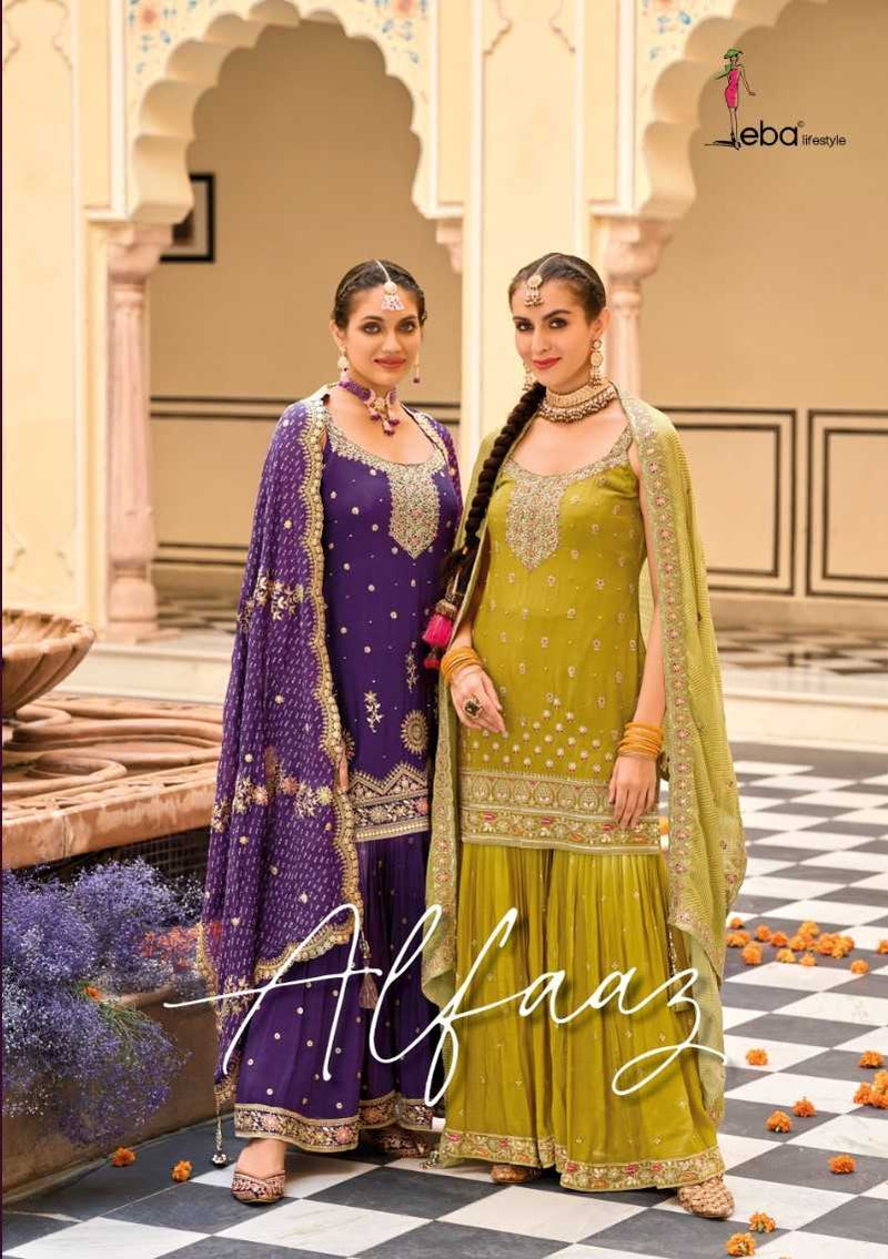 Eba Lifestyle Alfaaz Chinon Digital Print Embroidery Work Wedding Wear Set Of Kurti