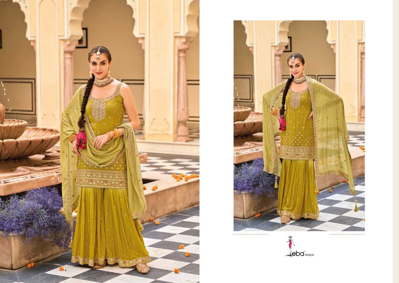 Eba Lifestyle Alfaaz Chinon Digital Print Embroidery Work Wedding Wear Set Of Kurti