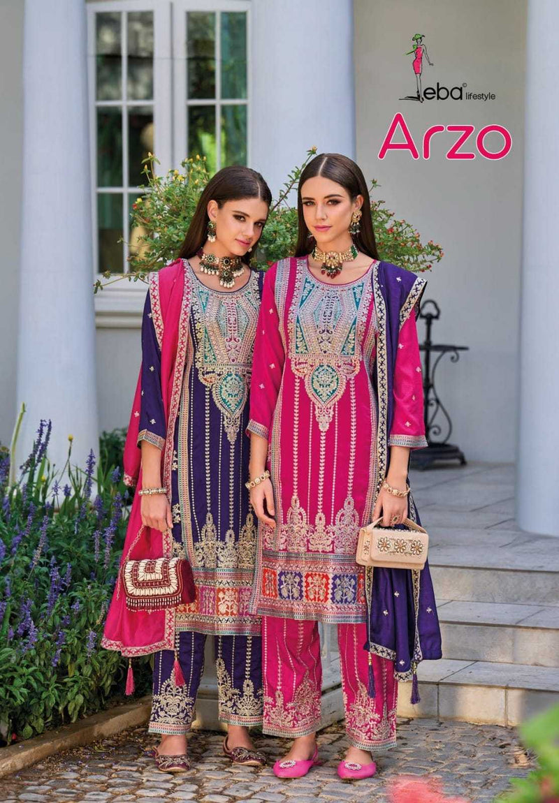 Eba Lifestyle Arzo Premium Silk With Embroidery Work Fancy Designer Party Wear Pret Kurti