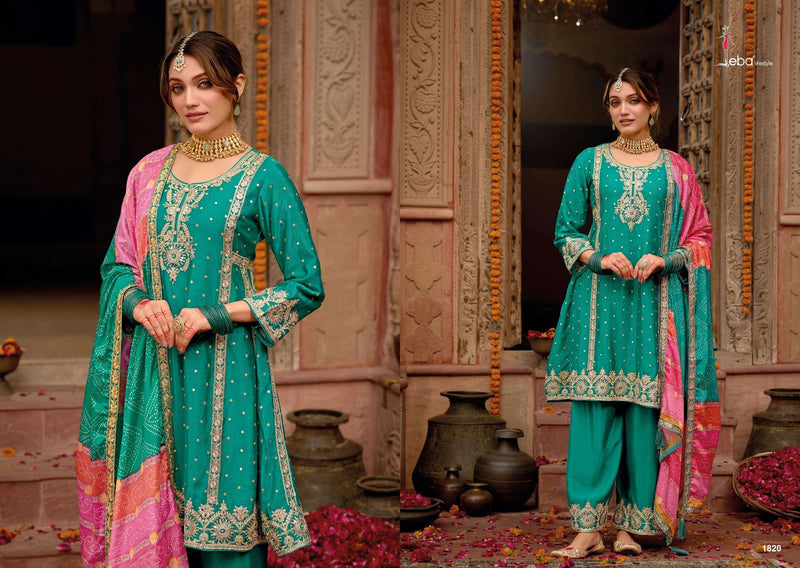 Eba Lifestyle Gajari Chinon Embroidered Work Fancy Partywear  Pakistani Suit