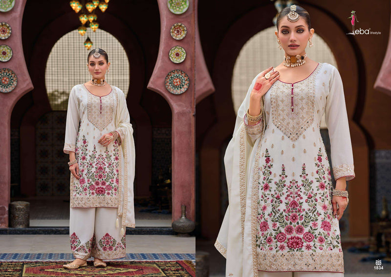 Eba Lifestyle Kaya Pure Chinon Embroidered Work Partywear Designer Suit