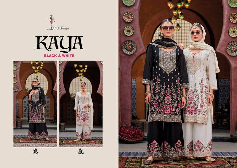Eba Lifestyle Kaya Pure Chinon Embroidered Work Partywear Designer Suit