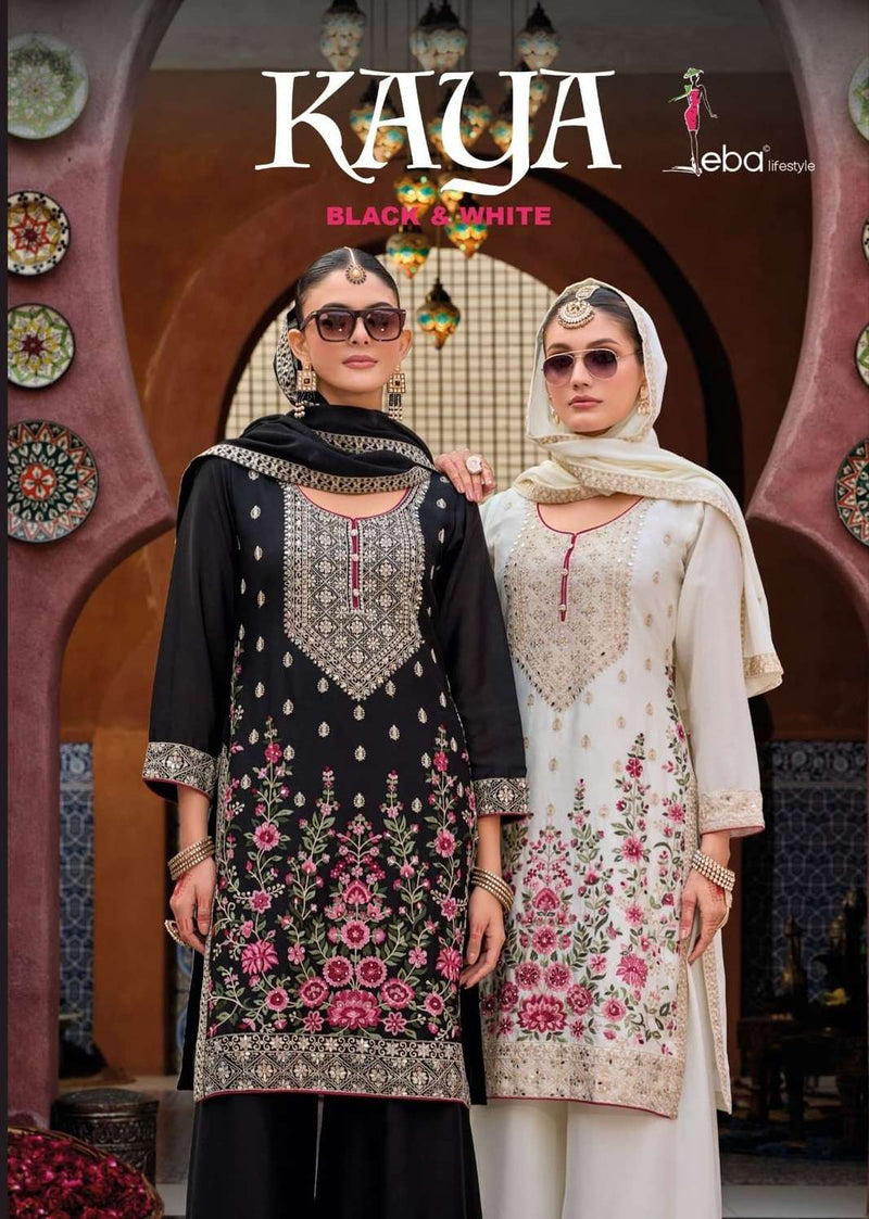 Eba Lifestyle Kaya Pure Chinon Embroidered Work Partywear Designer Suit