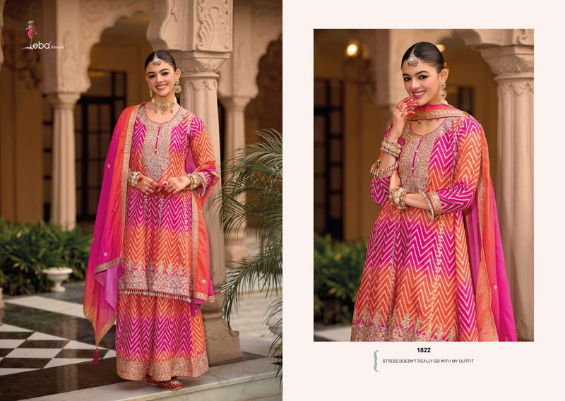 Eba Lifestyle Lehar Chinon Digital Print Fancy Embroidered Suit