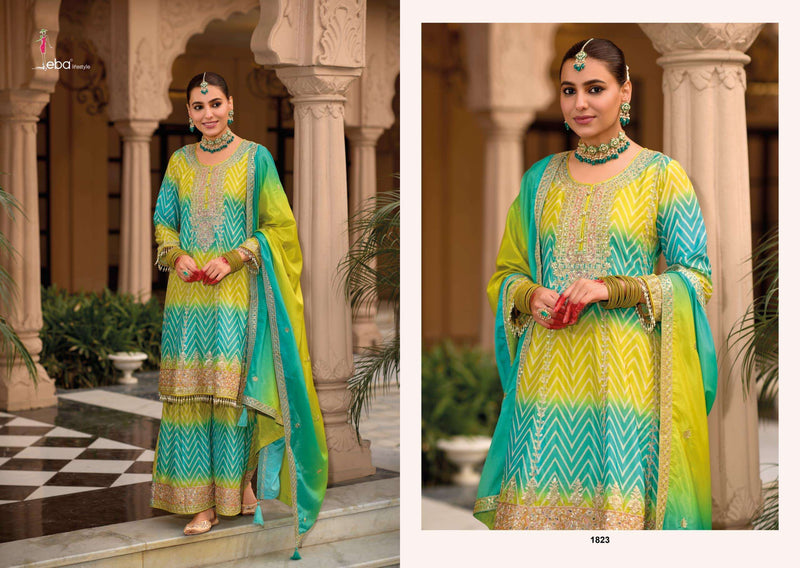 Eba Lifestyle Lehar Chinon Digital Print Fancy Embroidered Suit