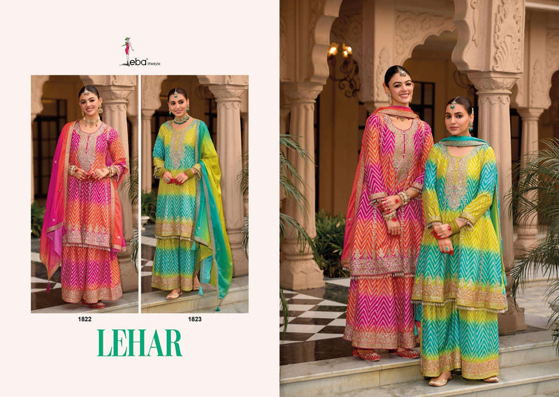 Eba Lifestyle Lehar Chinon Digital Print Fancy Embroidered Suit