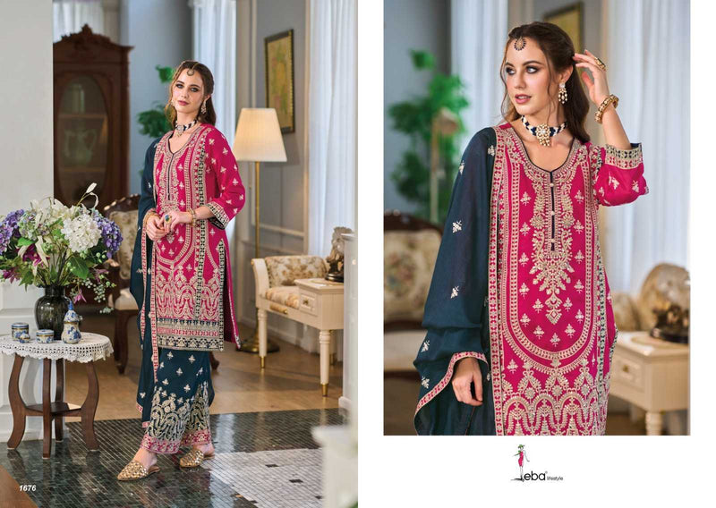 Eba Lifestyle Naina Premium Silk With Embroidery Work Fancy Designer Combo Set Of Pret Kurti