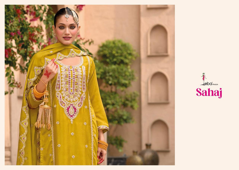 Eba Lifestyle Sahaj Pure Heavy Chinon Embroidered Work Fancy Partywear Suit