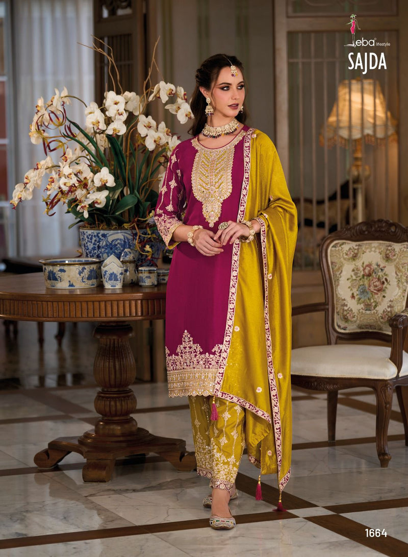 Eba Lifestyle Sajda Premium Silk With Embroidery Work Readymade Salwar Suit