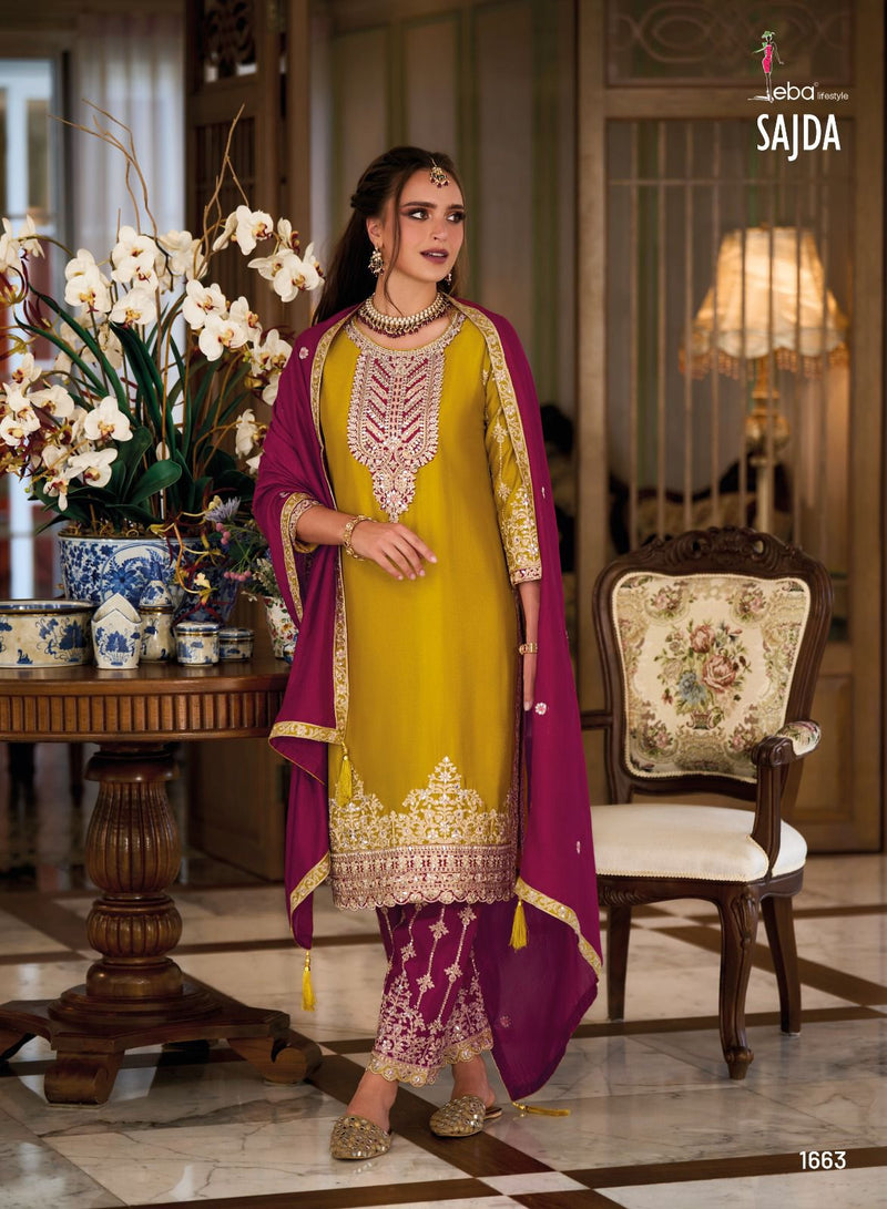Eba Lifestyle Sajda Premium Silk With Embroidery Work Readymade Salwar Suit