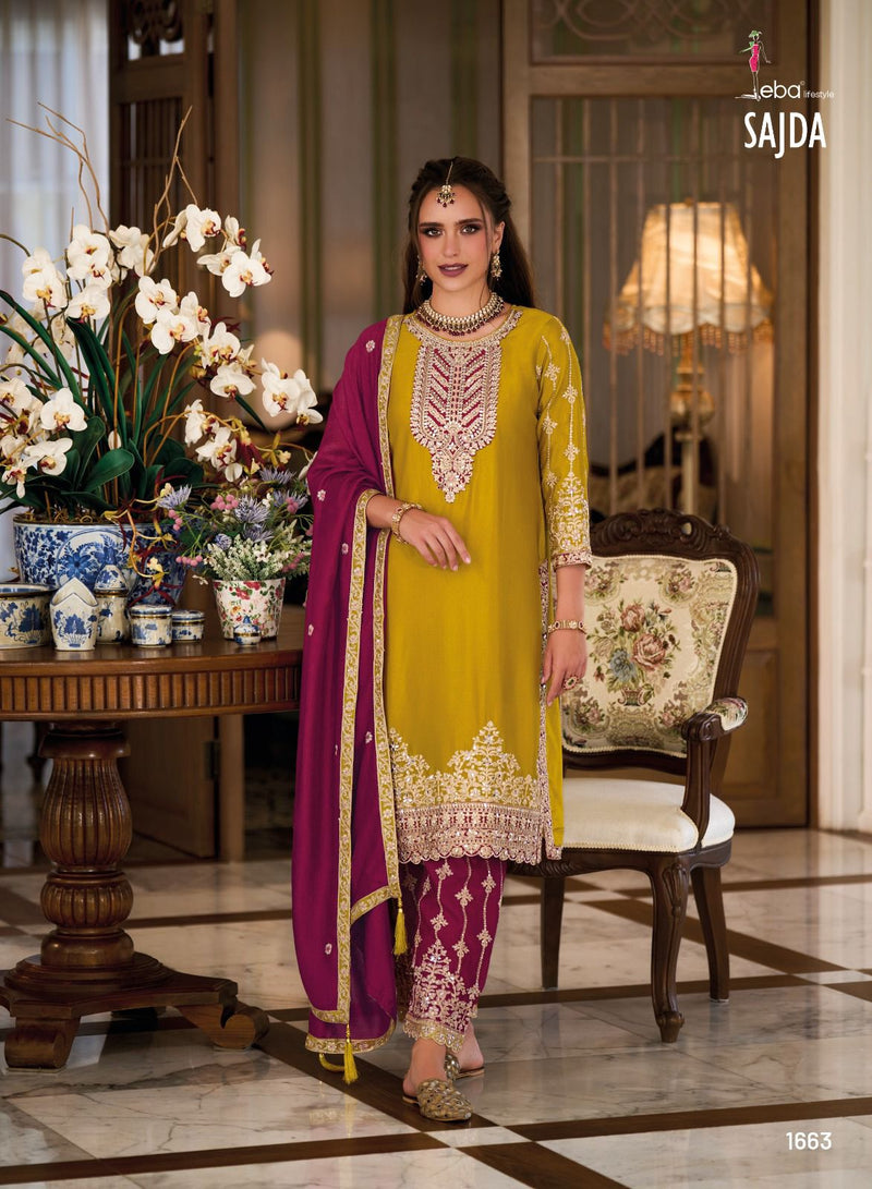 Eba Lifestyle Sajda Premium Silk With Embroidery Work Readymade Salwar Suit
