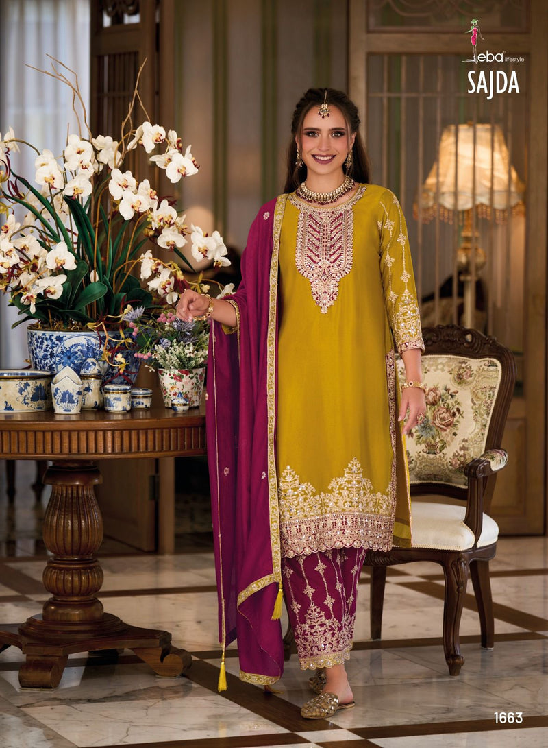 Eba Lifestyle Sajda Premium Silk With Embroidery Work Readymade Salwar Suit