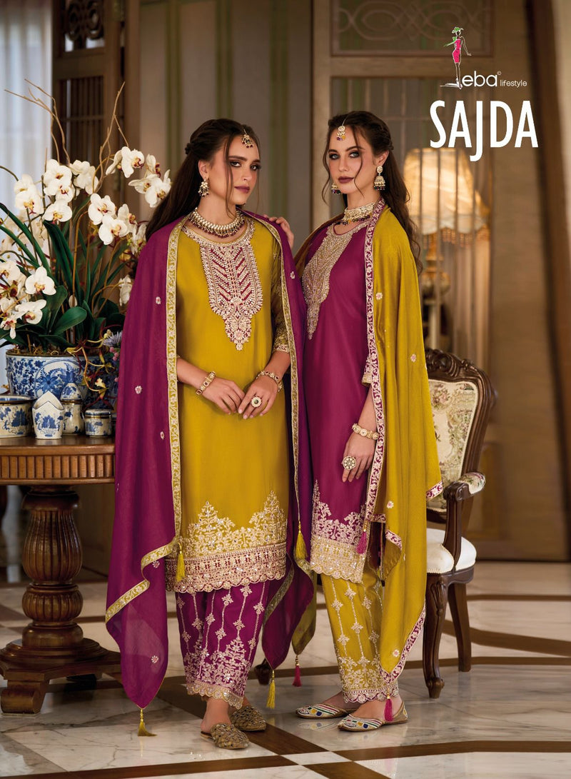 Eba Lifestyle Sajda Premium Silk With Embroidery Work Readymade Salwar Suit