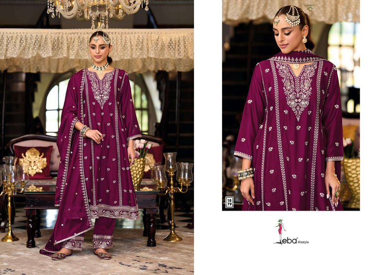 Eba Lifestyle Serena Chinon Embroidered Work Fancy Designer Suit