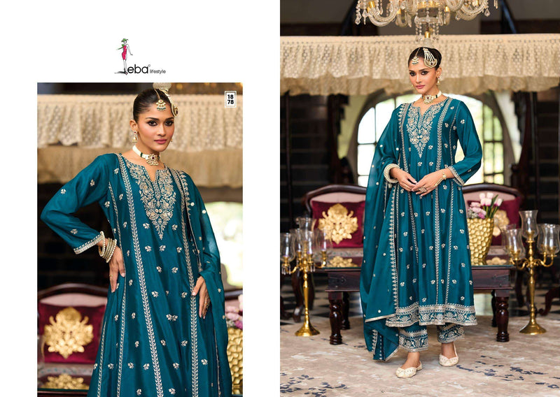 Eba Lifestyle Serena Chinon Embroidered Work Fancy Designer Suit
