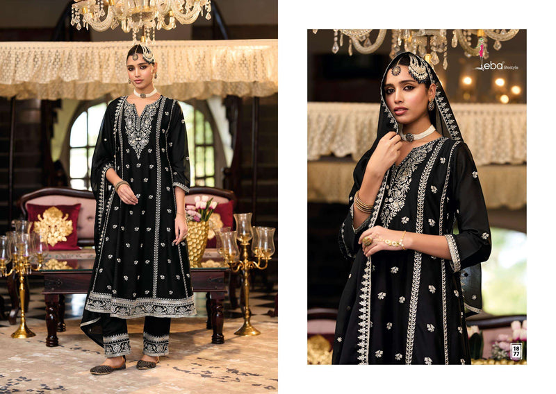 Eba Lifestyle Serena Chinon Embroidered Work Fancy Designer Suit