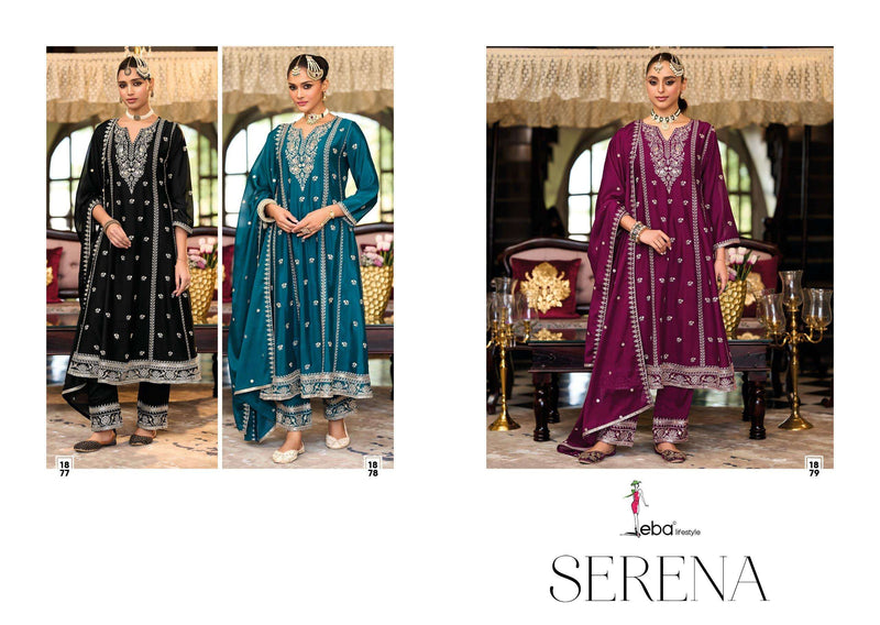 Eba Lifestyle Serena Chinon Embroidered Work Fancy Designer Suit